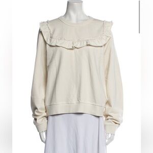 Clare V Ivory Ruffle Detail Sweatshirt